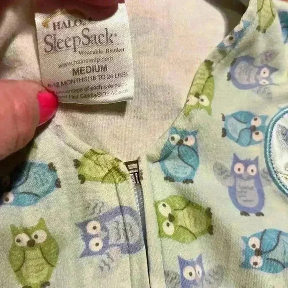 Halo Owl Print Sleep Stack Size Medium 6-12 Months Baby Nursery - Picture 4 of 4